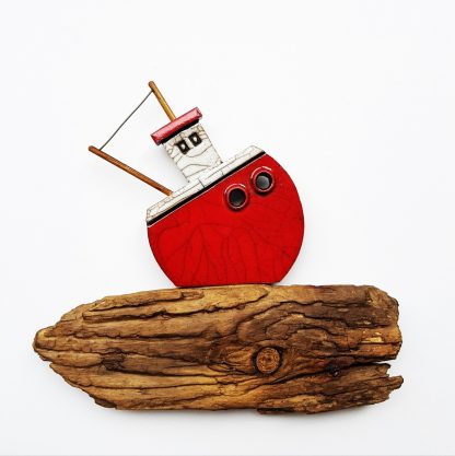 Andy Urwin - Red Boat on driftwood (S)