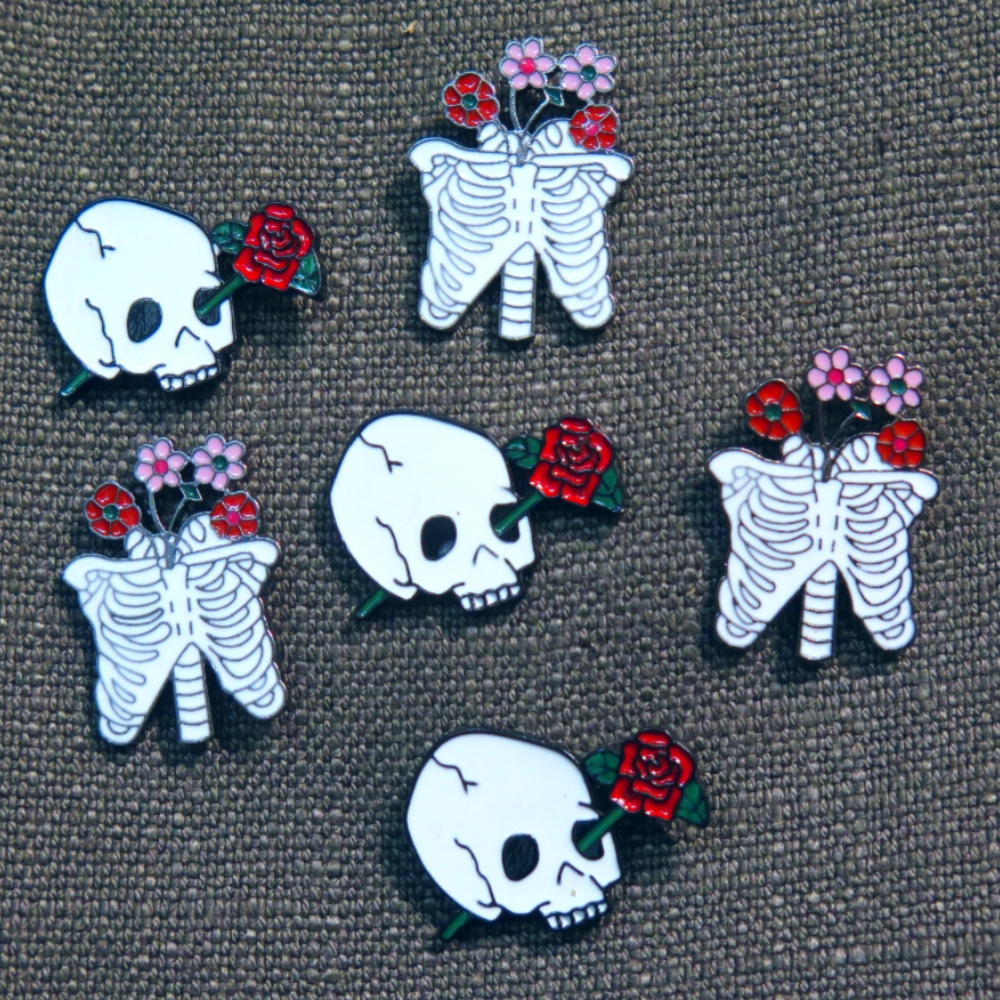 Enamel Pin: Bones & Flowers (Skull)