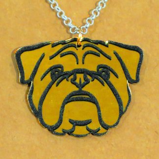 Acrylic Gold Bulldog Necklace (925 Silver Chain)