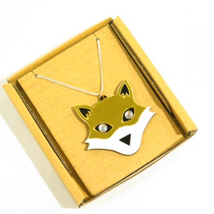 Acrylic Fox Necklace (925 Silver Chain)