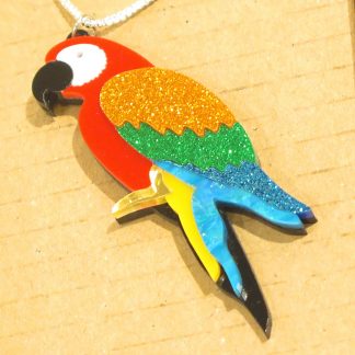 Acrylic Parrot Necklace (925 Silver Chain)