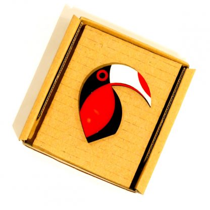Acrylic Toucan Brooch (Black & Red)